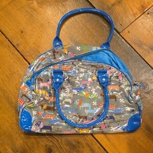 Colorful Patterned Women's Bag with Blue Accents